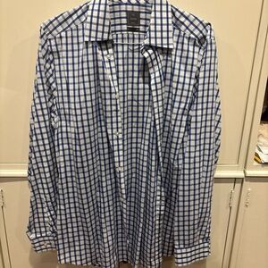Gap Blue and White Plaid Men's Shirt